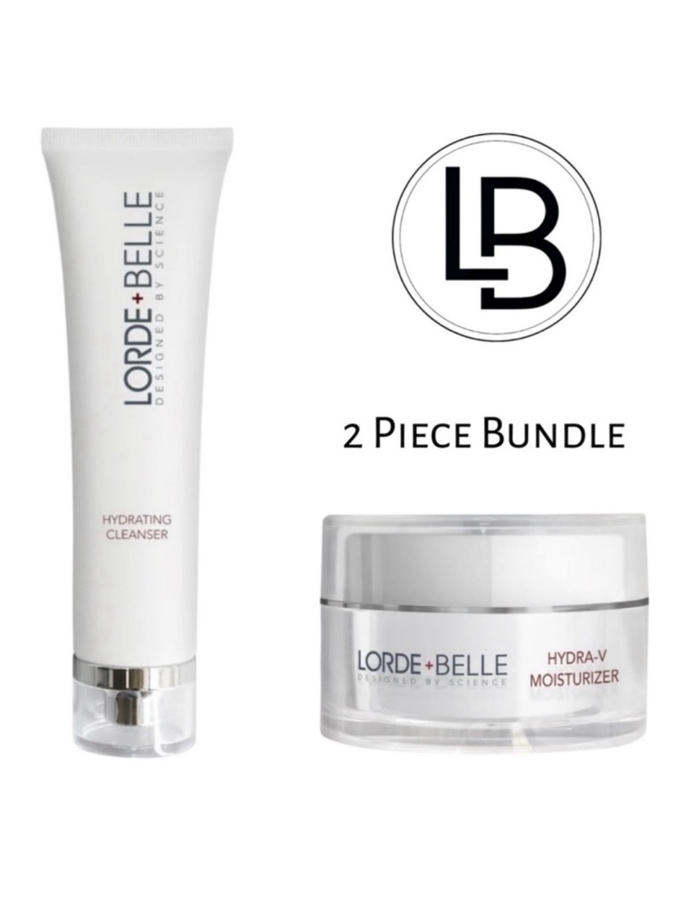 LORDE + BELLE Hydrating Cleanser & Hydra-V Moisturizer Set NWT Full Size Bundle